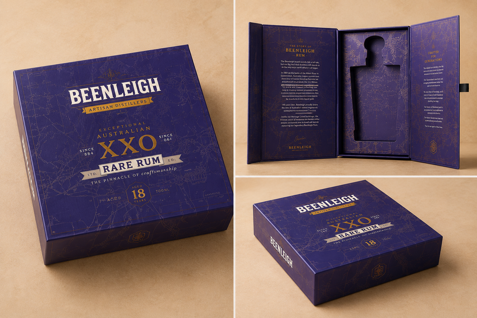 Australian rum gift box packaging